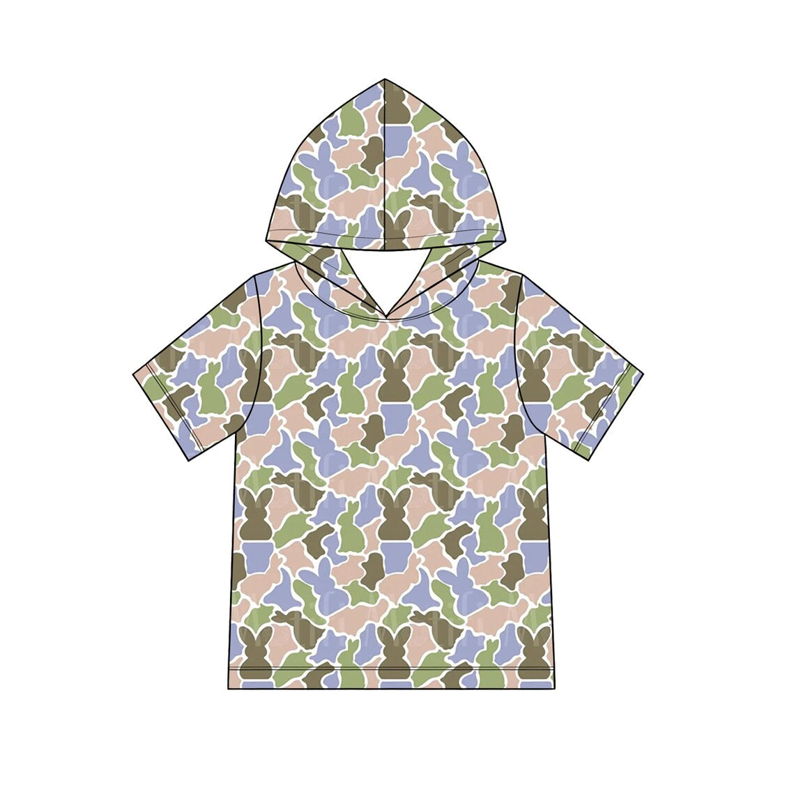 Preorder MOQ 5 pcs 202609 Each Style Easter Bunny Camo Hoodies Pullover Shirt Kids Matching Clothes