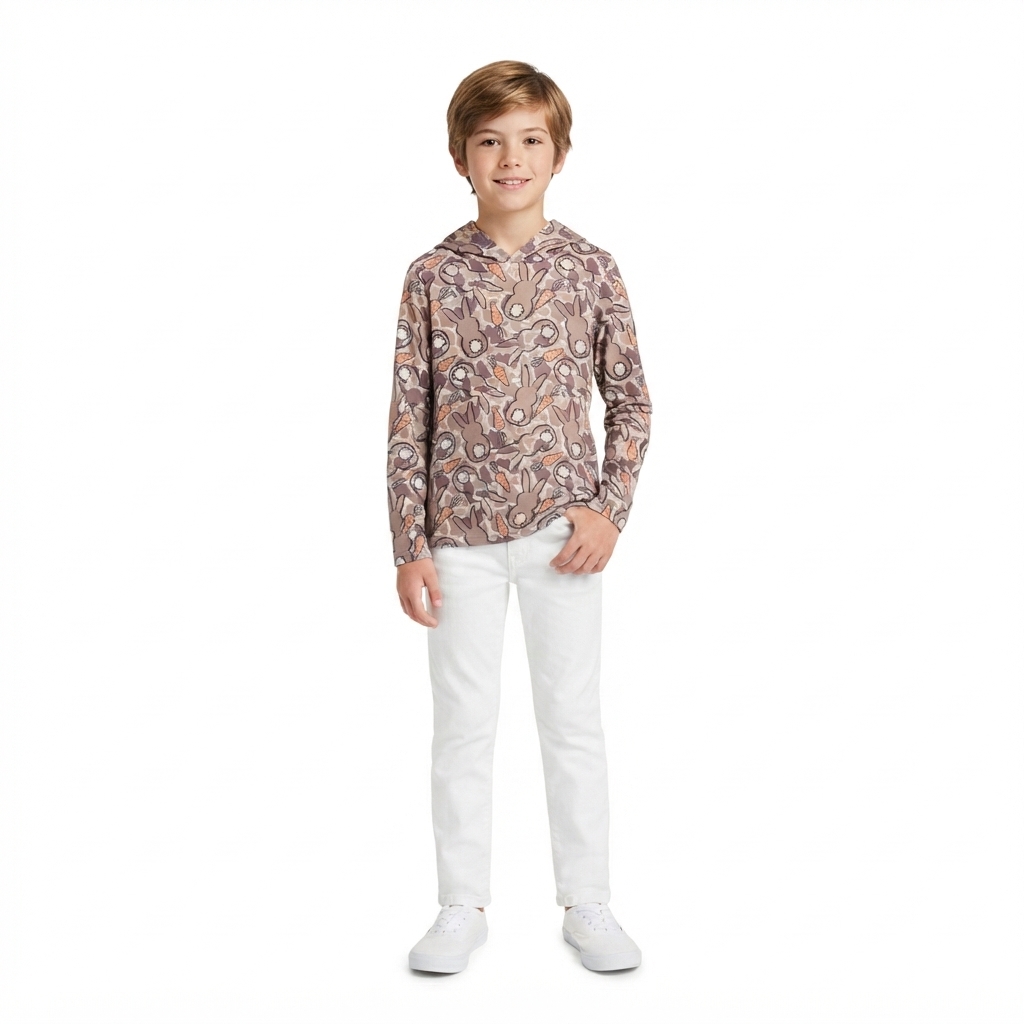 BT1965 Easter Bunny Camo Kids Boys Hoodie Pullover