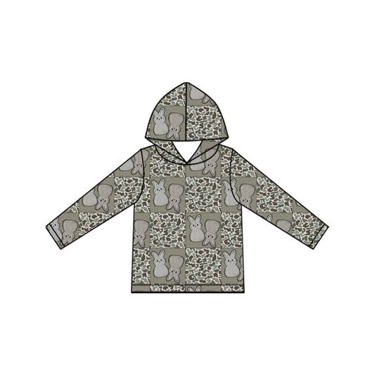 Preorder MOQ 5 pcs BT1967 Easter Bunny Camo Plaid Kids Boys Hoodie Pullover 202609