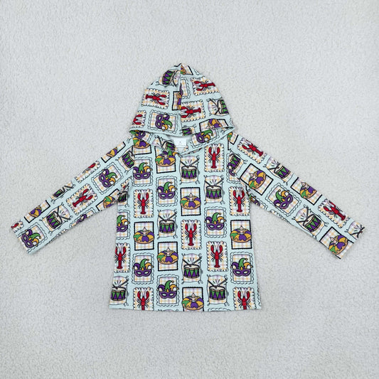 BT1968 Mardi Gras Plaid Kids Boys Hoodie Pullover