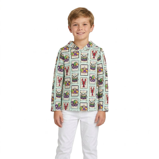 BT1968 Mardi Gras Plaid Kids Boys Hoodie Pullover