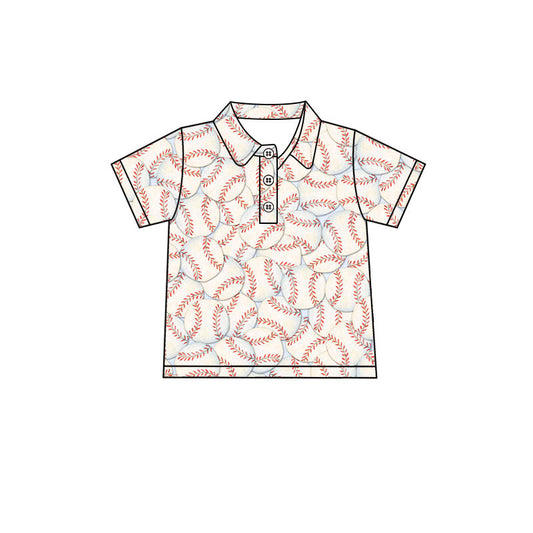 Preorder MOQ 5 pcs Each Style Baseball Print Polo Pullover Shirt Kids Matching Clothes