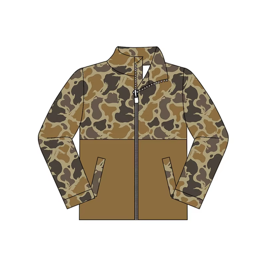 Preorder MOQ 5 pcs BT1998 Hunting Camo Pocket Kids Boys Zipper Coat