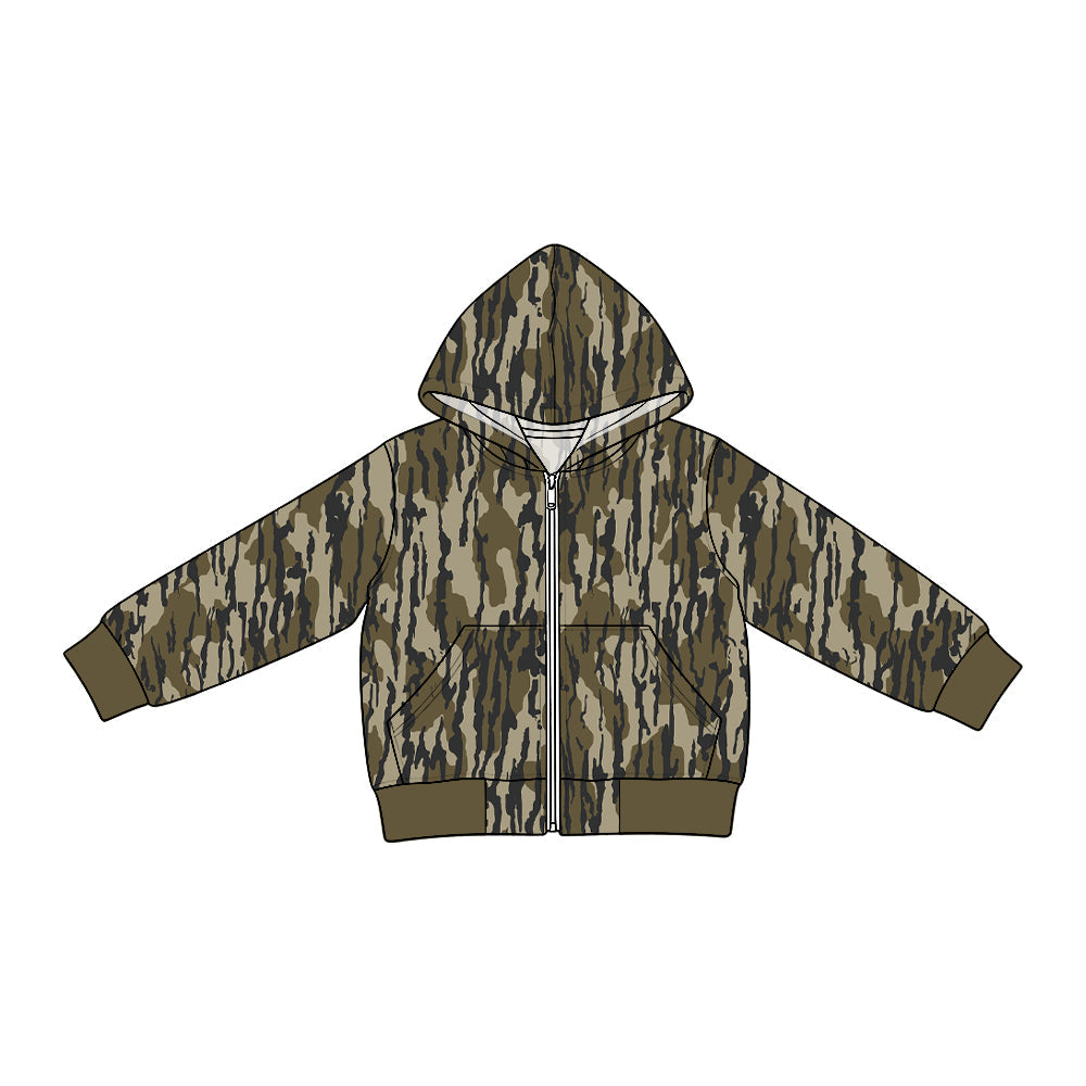 Preorder MOQ 5 pcs BT2010 Hunting Camo Zipper Hoodie Denim Jacket