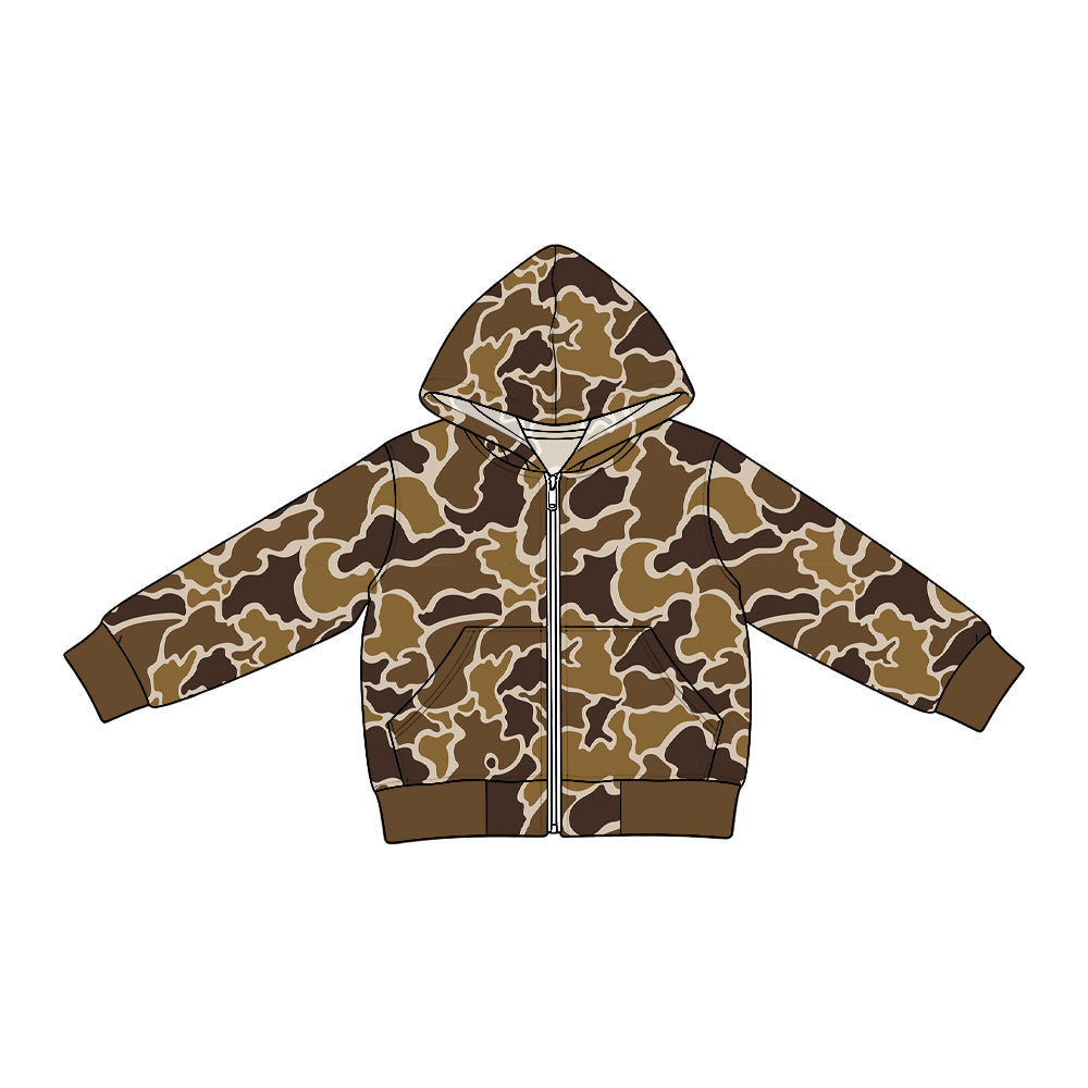Preorder MOQ 5 pcs BT2015 Hunting Camo Zipper Hoodie Denim Jacket