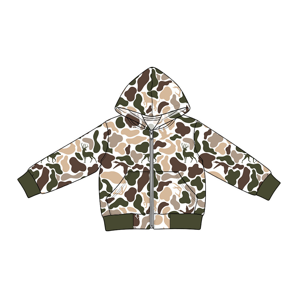 Preorder MOQ 5 pcs BT2016 Hunting Camo Zipper Hoodie Denim Jacket