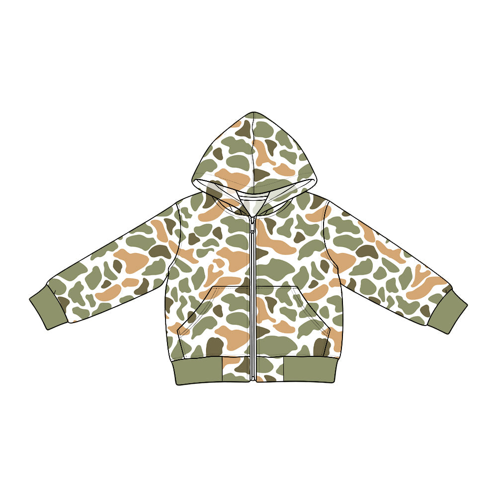 Preorder MOQ 5 pcs BT2017 Hunting Camo Zipper Hoodie Denim Jacket