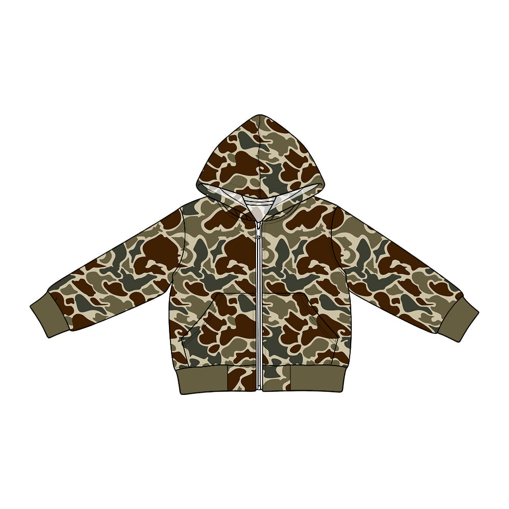 Preorder MOQ 5 pcs BT2018 Hunting Camo Zipper Hoodie Denim Jacket