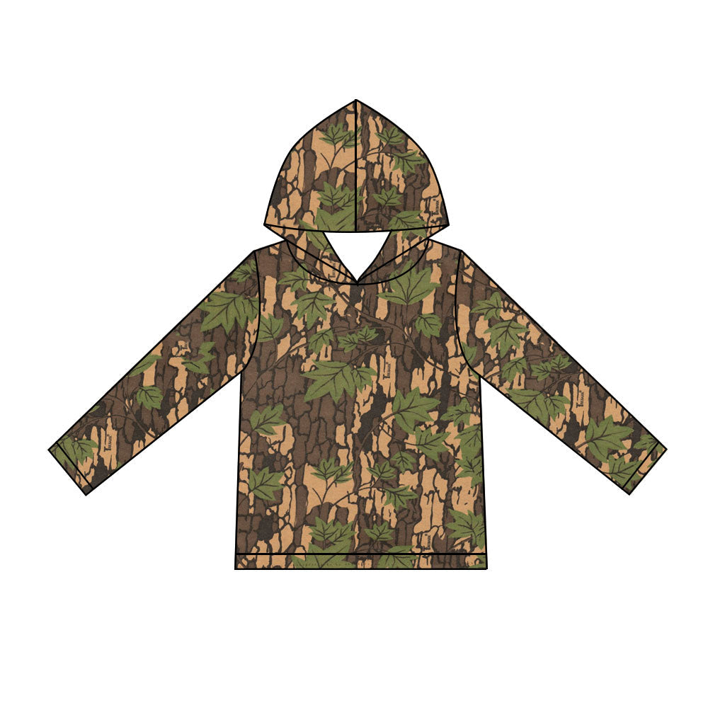 Preorder MOQ 5 pcs Each Style Hunting Camo Leaves Hoodie Pullover Shirt Kids Matching Clothes