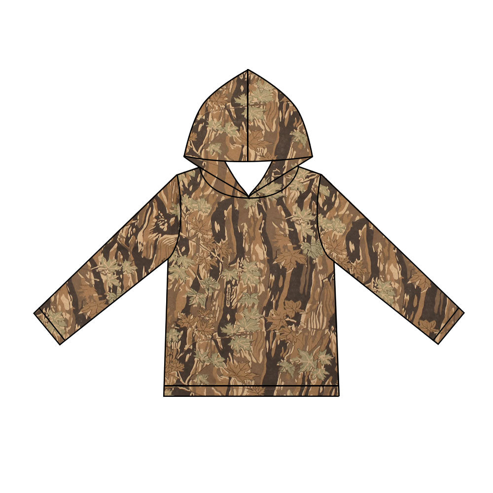 Preorder MOQ 5 pcs Each Style Hunting Camo Leaves Hoodie Pullover Shirt Kids Matching Clothes
