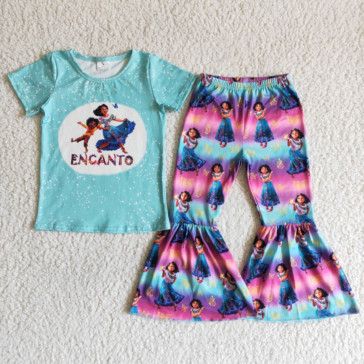 Clearance C0-30 Dance girl blue short sleeve flare suit