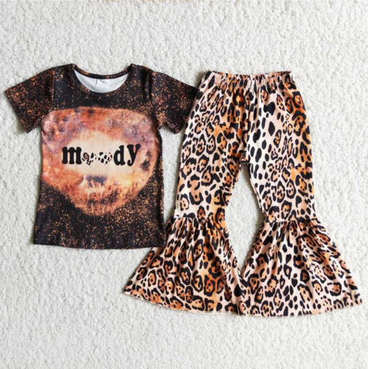 Clearance C1-15 moody's short-sleeved top with leopard print pants