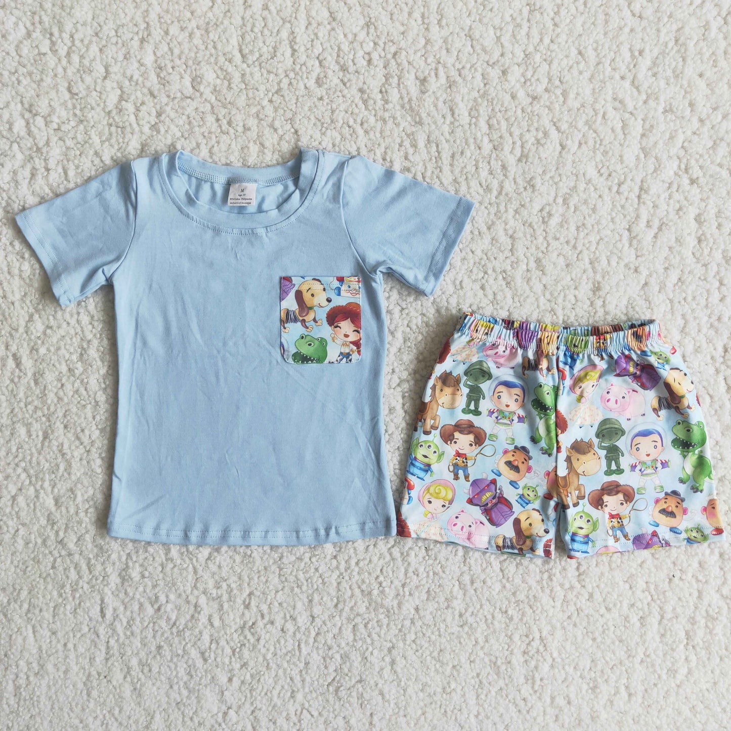 Clearance C14-24 Light blue doll pocket cartoon Dinosaur boy set high quality