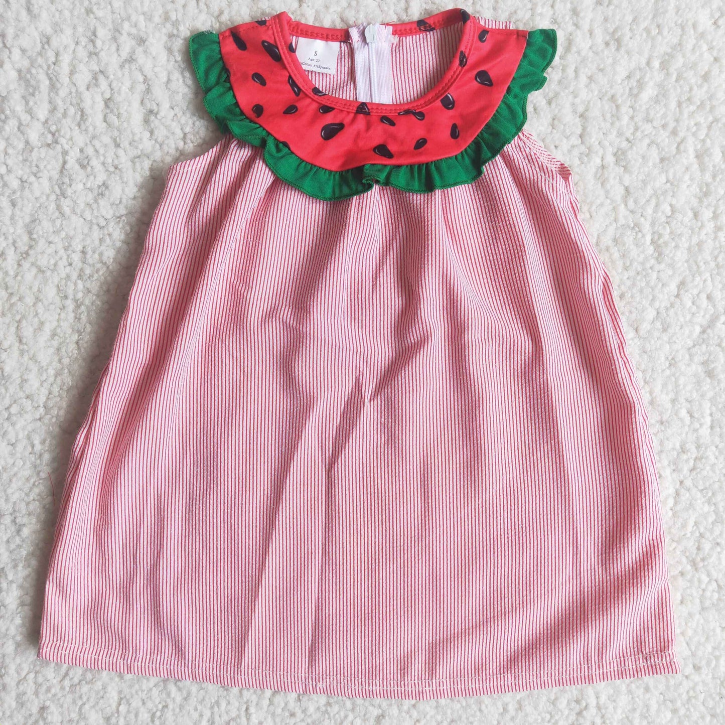 Clearance C15-30 Watermelon red striped woven sleeveless dress