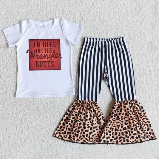 Clearance C5-10 Letter white top with leopard print bottoms