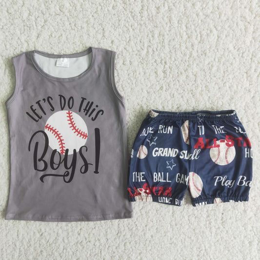 Clearance C8-14 Grey sleeveless boys baseball boys suit