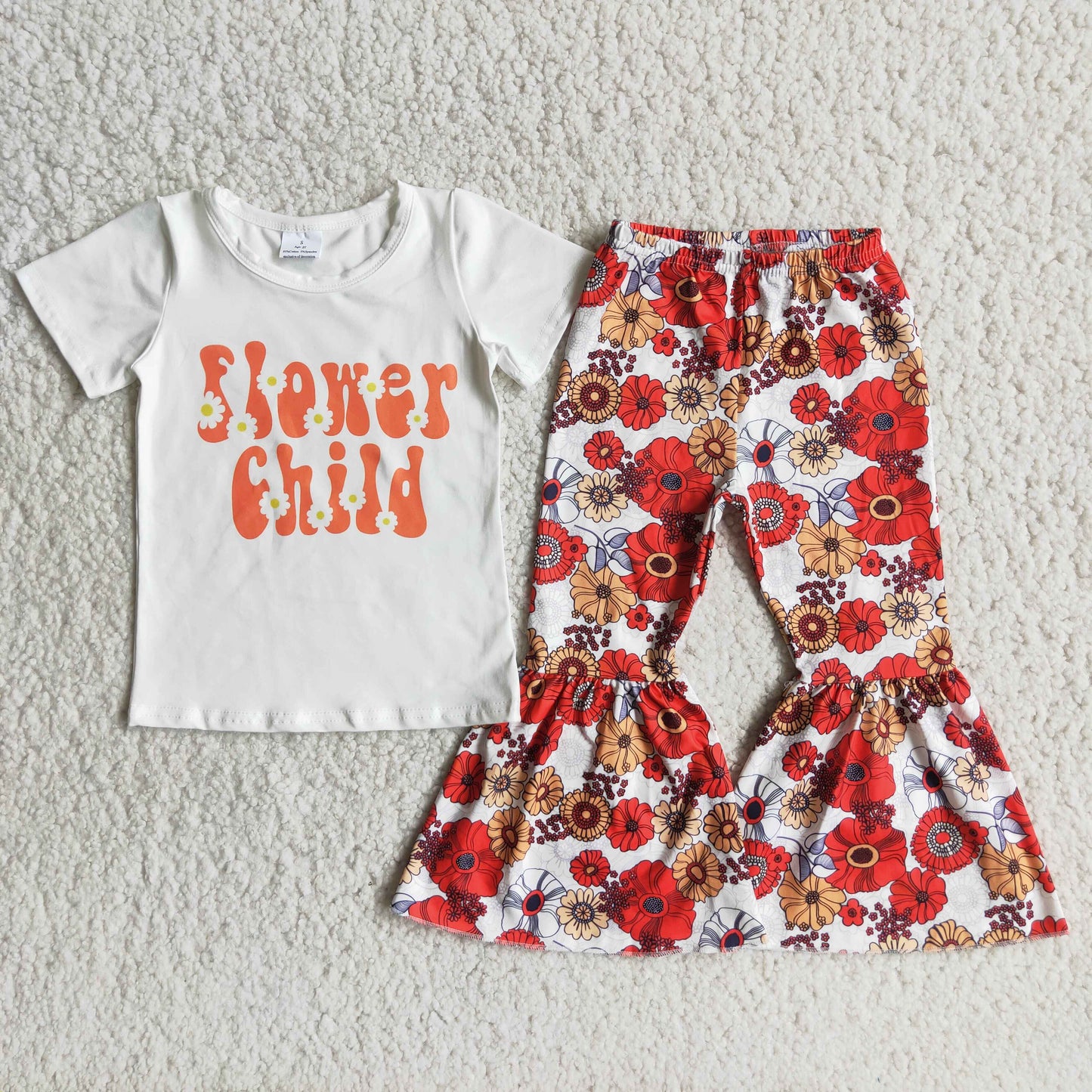 Clearance C9-14 flower top print flare trouser set