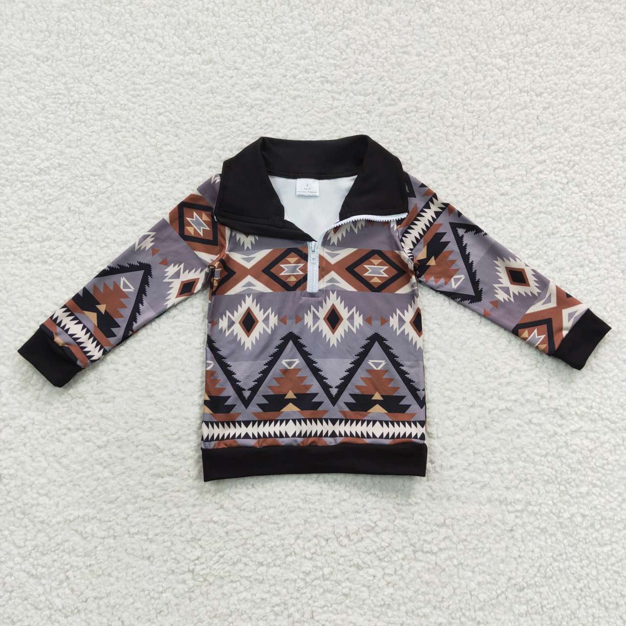 BT0230 Black Brown Western  Winter Boys Long Sleeve Top Collar T-Shirts