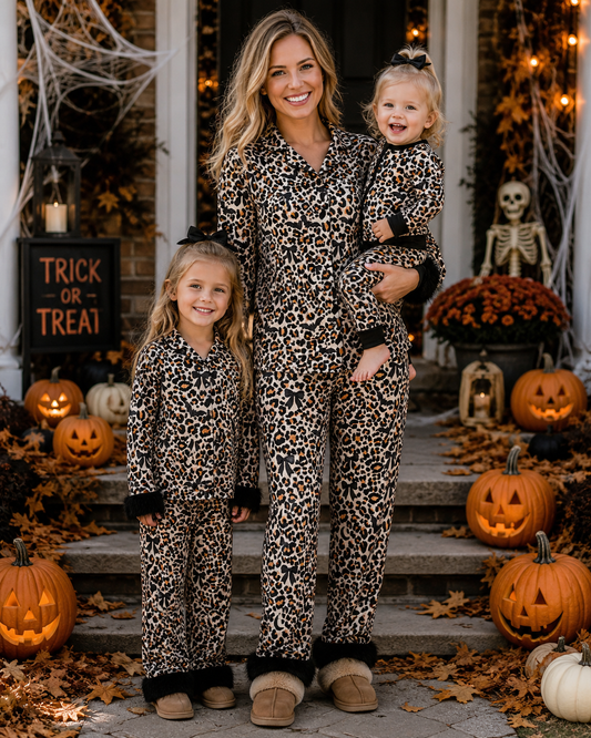 Halloween Bats Bows Black Fether Mommy and Me Matching Clothes Pajamas