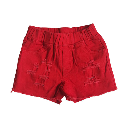 D13-14 Baby Girl Clothes Red Denim Shorts RTS Free Shipping Over 2KG