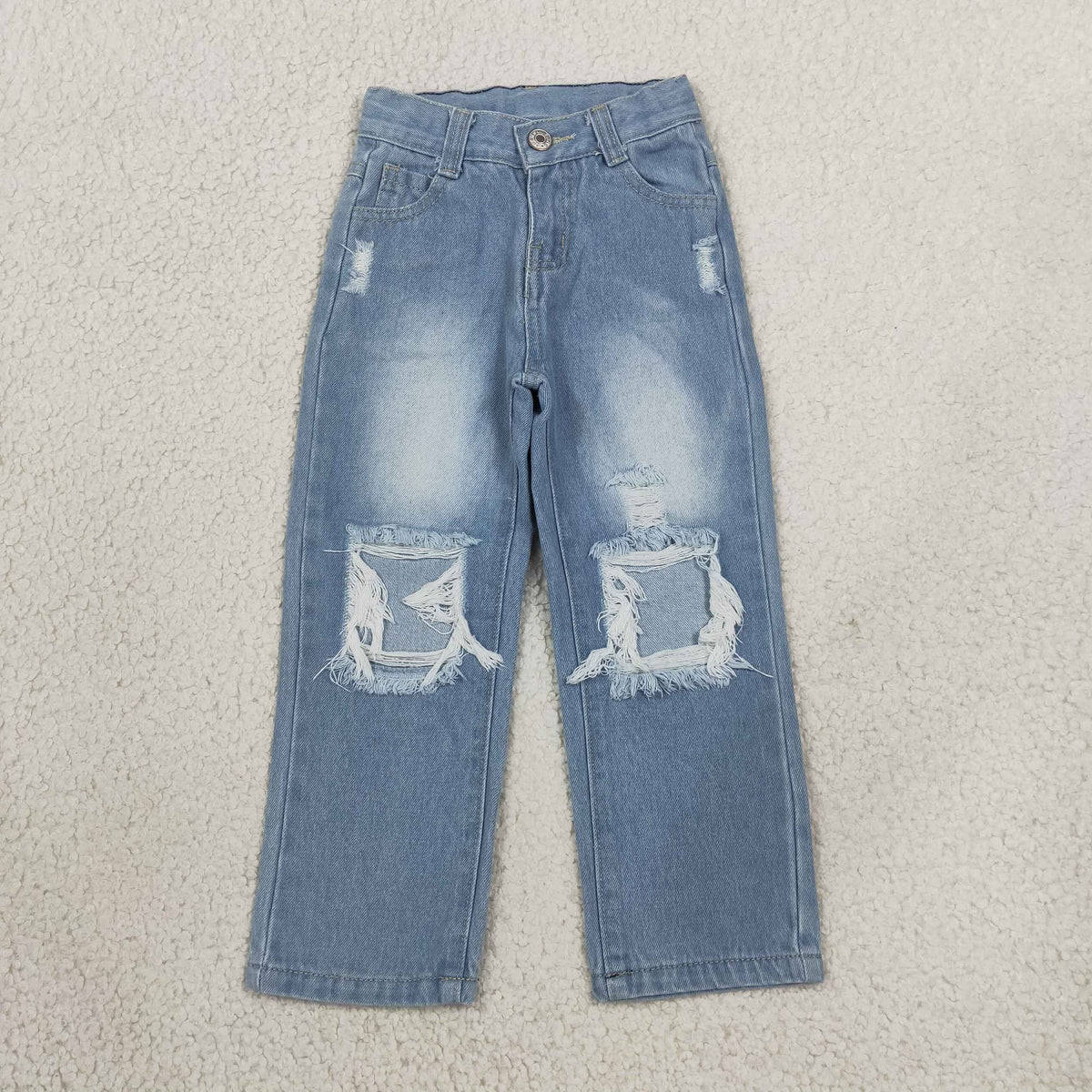 D4-16 Fashion Ripped Hole Jeans Denim Flared Pants Boy And Girl