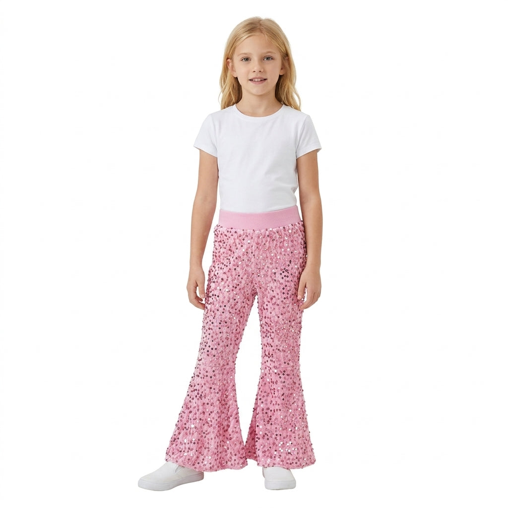 D5-27 Boutique Shiny Pink Sequined Pants