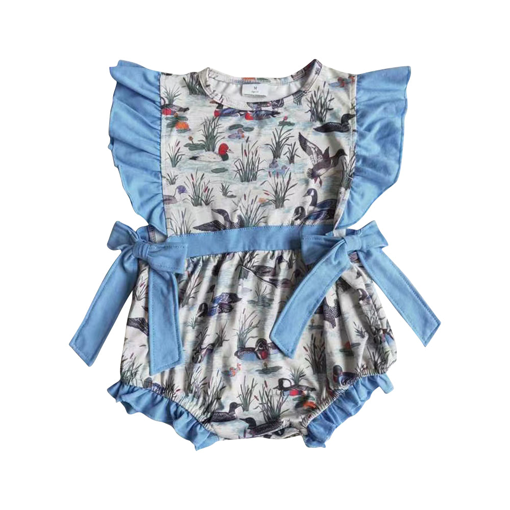 E7-12 Baby girl Romper hunting duck sleeveless Ruffle romper RTS 202412