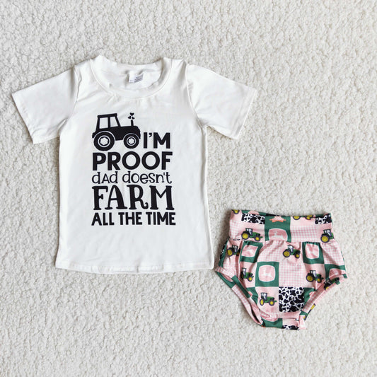 Clearance E8-12 NO MOQ high-quality farm cartoon car white short-sleeved thong suit