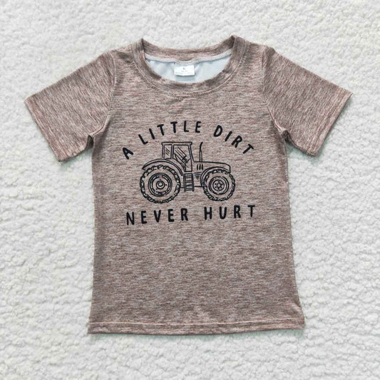 BT0360  A Little Dirt Never Hurt Truck Built Boys Short Sleeve Top T-shirts