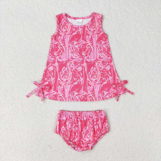 GBO0345 Firebird rose red sleeveless briefs set high quality wholesale baby girl clothing sets summer