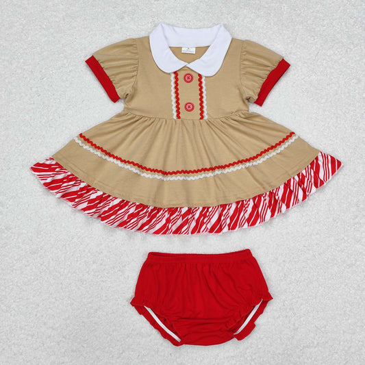 GBO0421 Christmas Stripe Short Sleeve Briefs Girls Set RTS 202509