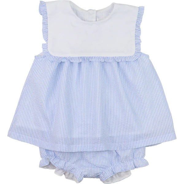preorder  GBO0475 Blue Striped Ruffle White Sleeveless Top Briefs Sets Girls Boutique Outfits 202503