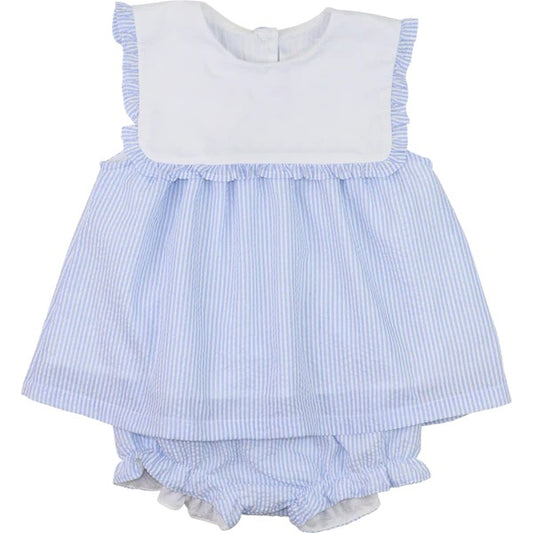 preorder  GBO0475 Blue Striped Ruffle White Sleeveless Top Briefs Sets Girls Boutique Outfits 202503