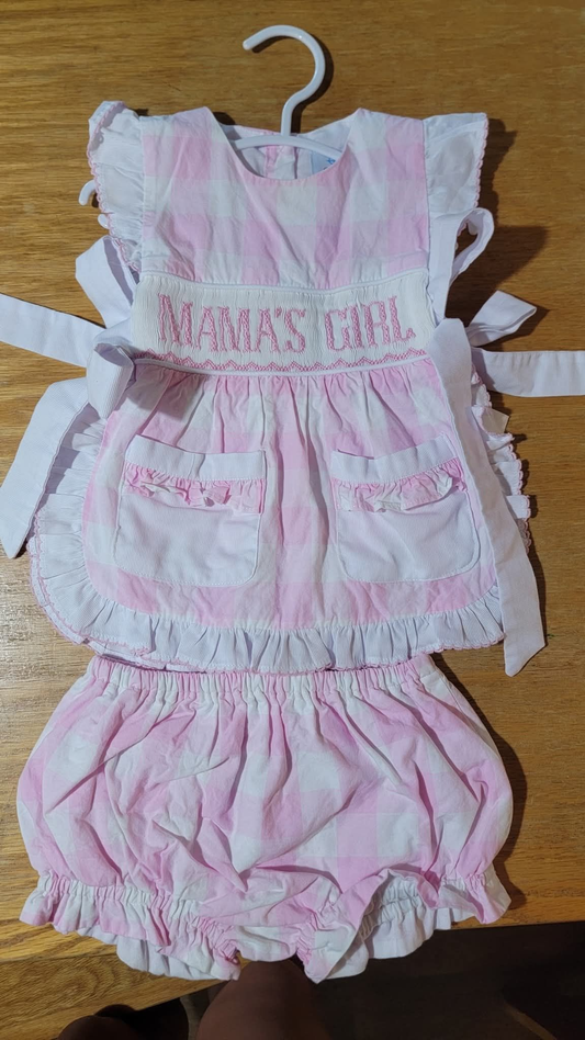 MOQ 5 PCS preorder GBO0495 MAMA'S GIRL Pink White Plaid Ruffle Pocket Sleeveless Bummies Girls Sets 202601