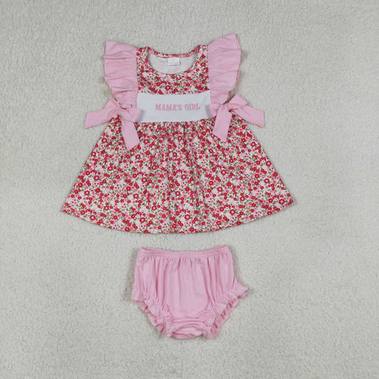GBO0500 MAMA'S GIRL Flower Pink Ruffle Sleeveless Bummies Girls Sets 202604 RTS