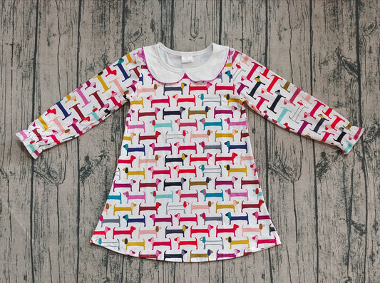 preorder GLD0471 Christmas Puppy Doll Collar Long Sleeve Dresses for Girls 202508