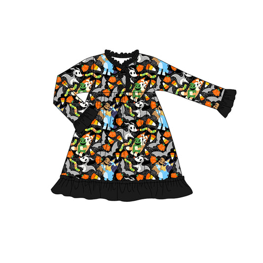 Preorder GLD0541 bluey Halloween Candy Bat long sleeve dress with black lace