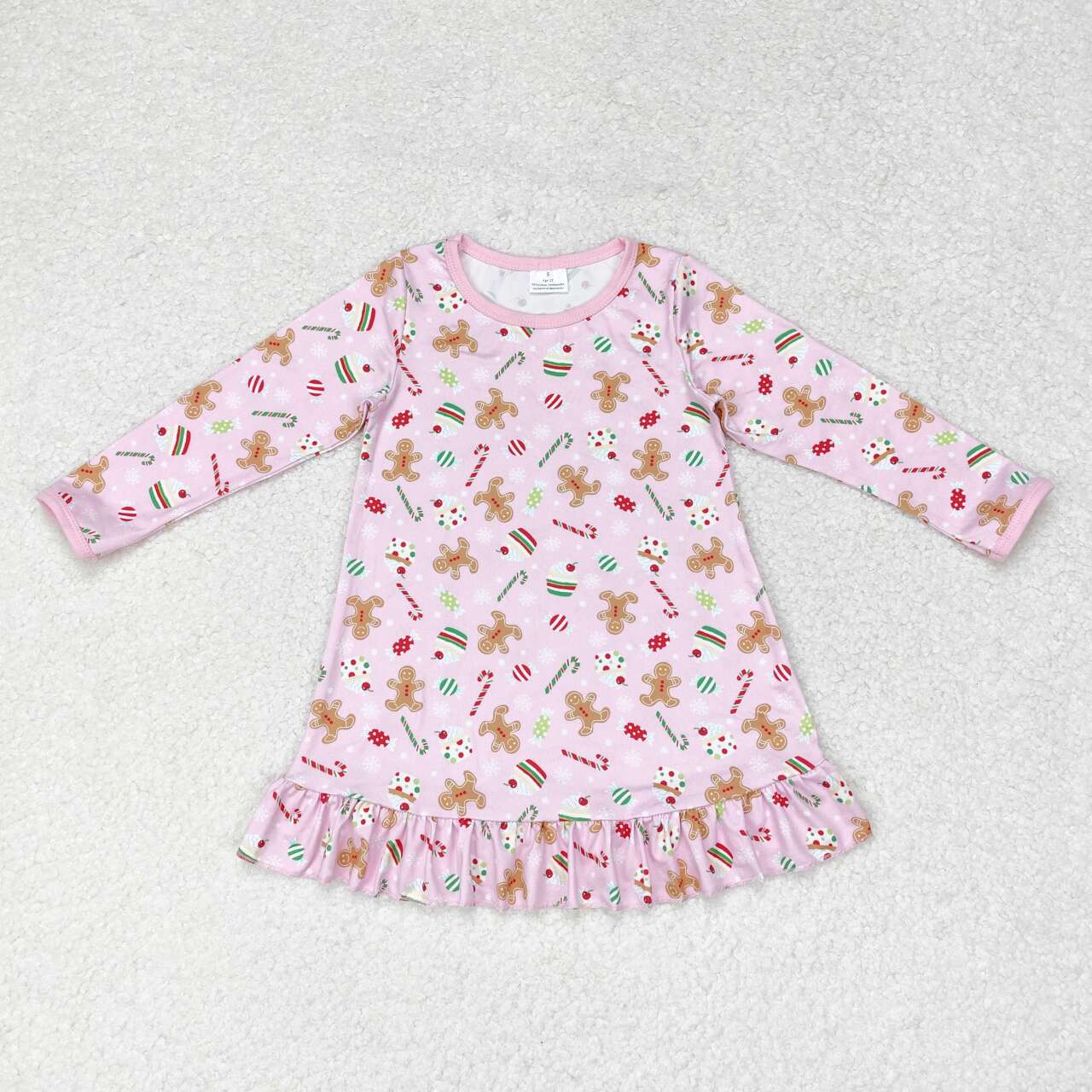 GLD0550 NO MOQ Christmas Cake Gingerbread Man pink long-sleeved dress