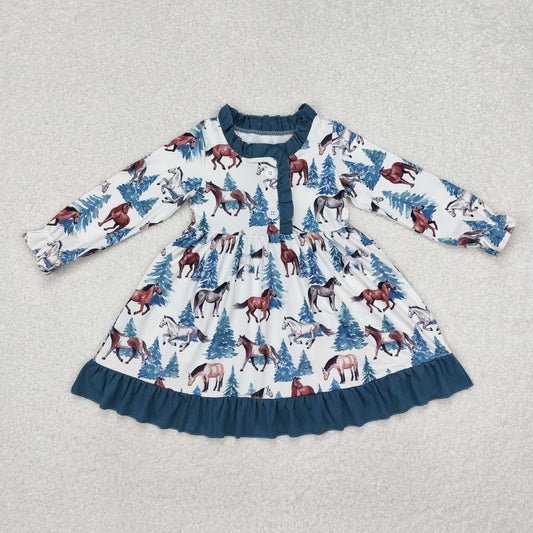 GLD0675 Cowgirl Ruffle Long Sleeve Dresses for Girls RTS 202509
