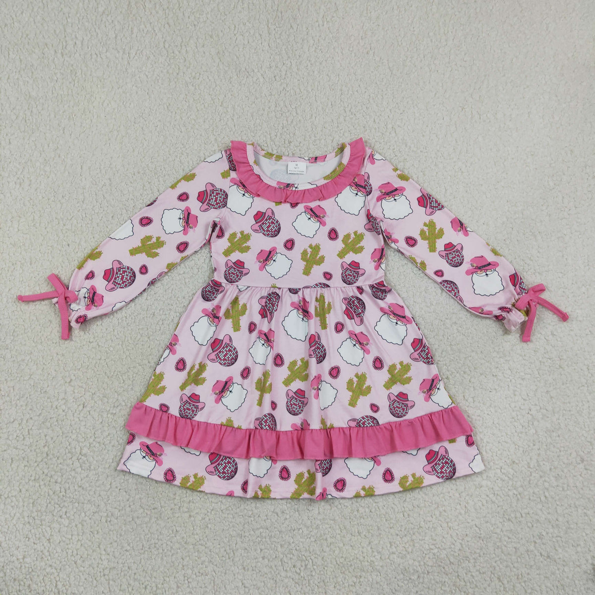 GLD0753 Christmas Santa Cactus Ruffles Girl's Dress 202609 RTS