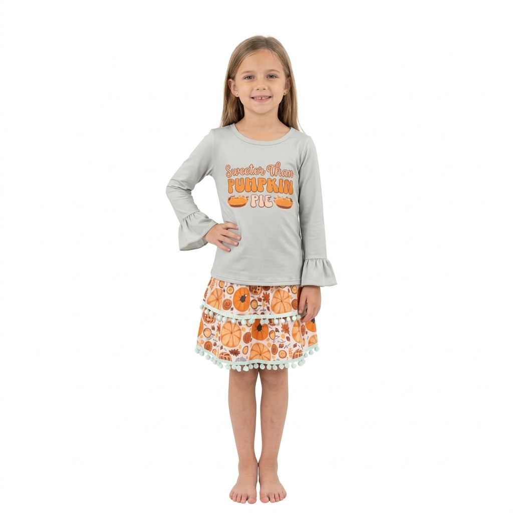 GLD0763 Pumpkin Pie Girls Skirt Set