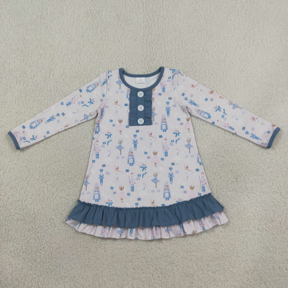 GLD0874 Ballet Soldier Blue Ruffles Girls Dress