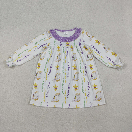 GLD0947  Mardi Gras Purple Ruffle Long Sleeve Dresses for Girls 202510 RTS