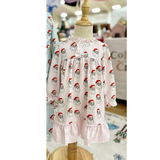 Preorder GLD1109 Christmas Girls Boutique Pink Ruffle Long Sleeve Dress 202505