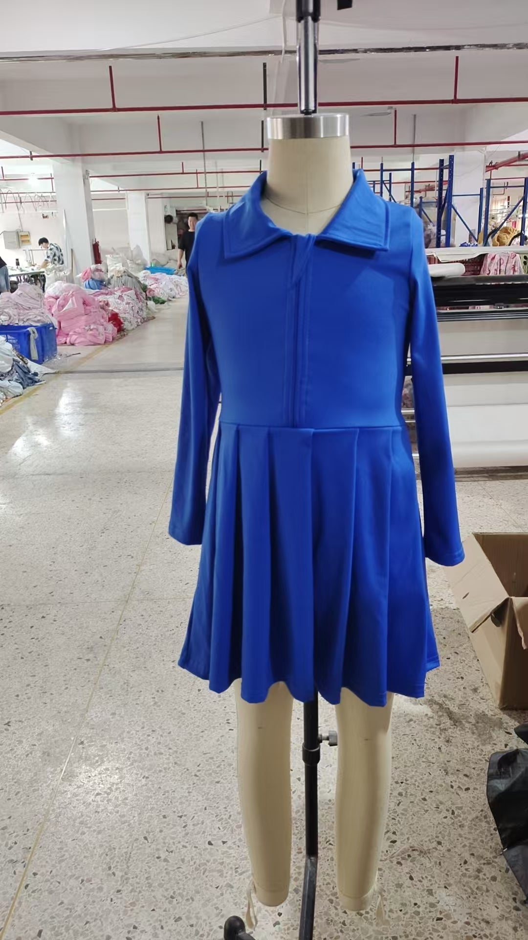 GLD1144 Girls Yoga Dress Dark Blue Long Sleeve Dress Shorts  202507 RTS