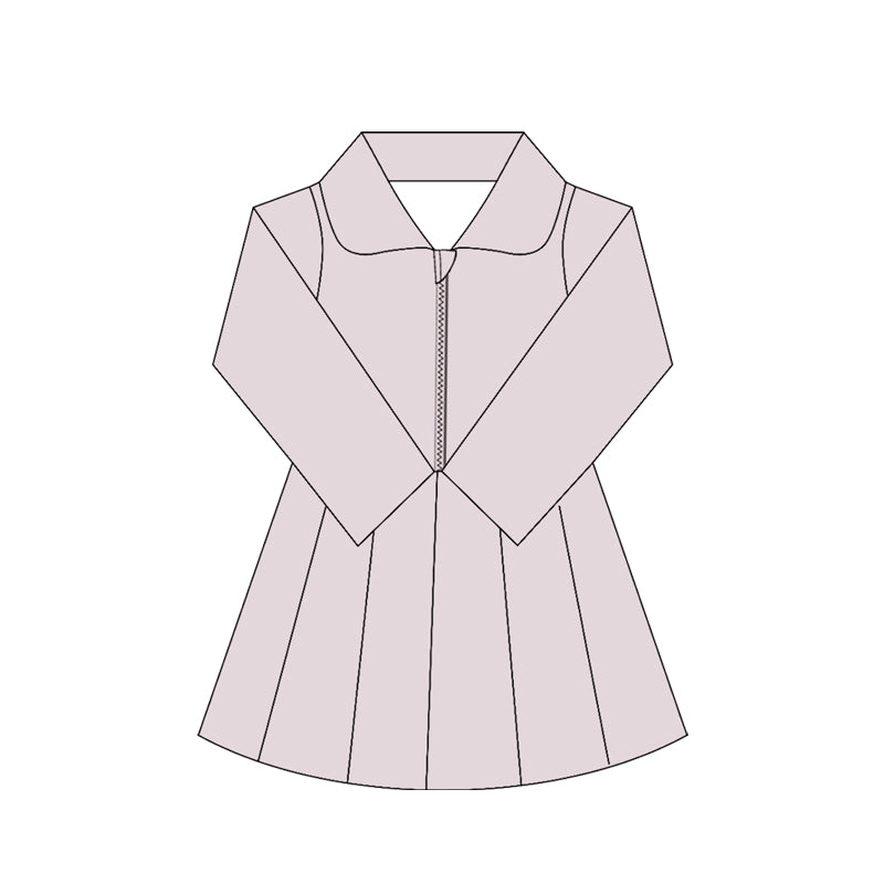 preorder GLD1147 Girls Yoga Dress Light Pink Long Sleeve Dress Shorts  202506