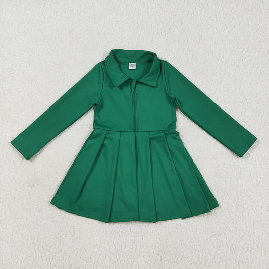 GLD1148 Girls Yoga Dress Green Long Sleeve Dress Shorts  202507 RTS
