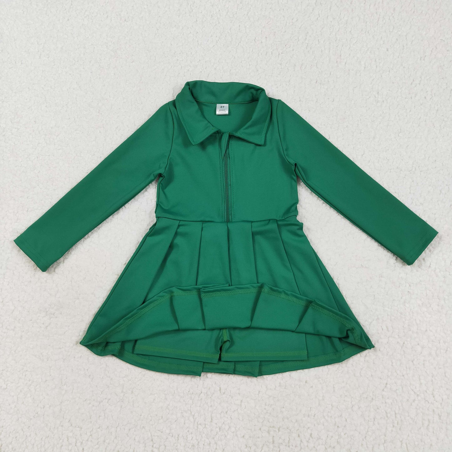 GLD1148 Girls Yoga Dress Green Long Sleeve Dress Shorts  202507 RTS