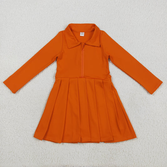 GLD1149 Girls Yoga Dress Orange Long Sleeve Dress Shorts  202507 RTS