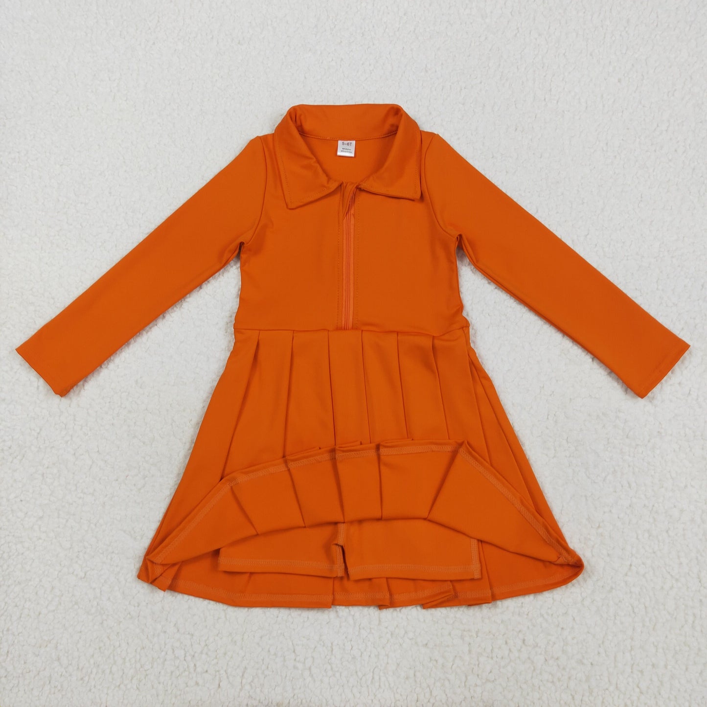 GLD1149 Girls Yoga Dress Orange Long Sleeve Dress Shorts  202507 RTS